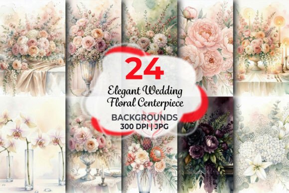 Elegant Wedding Floral Centerpiece: Digital Blooms for Timeless Design