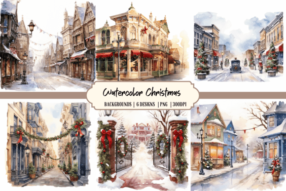 Enchant Your Designs with Watercolor Victorian Christmas Backgrounds