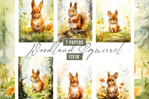 Enchanting Watercolor Woodland Squirrel Backgrounds for Creative Projects