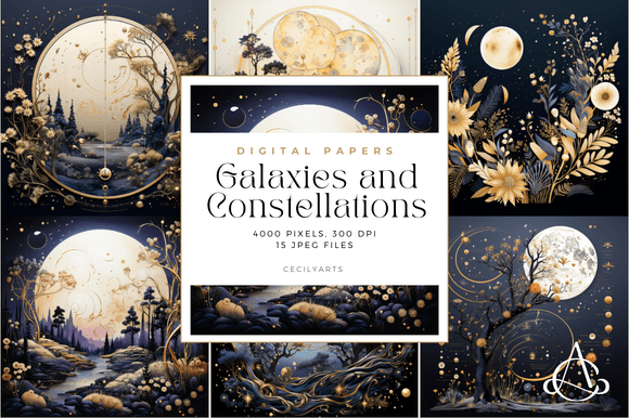 Midnight Blue Galaxies and Constellation: Crafting Cosmic Beauty