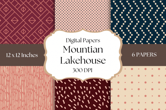 Mountain Lakehouse Digital Papers: Rustic Charm for Modern Projects
