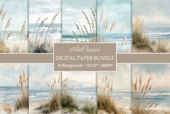 Neutral Pastel Beach Coast Digital Paper: Your Coastal Design Foundation