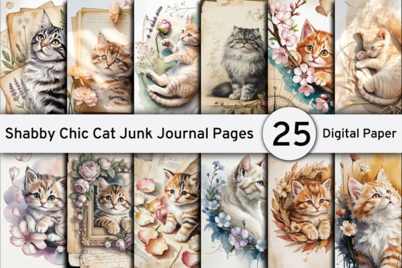 Shabby Chic Cat Junk Journal Pages: A Designer's Dream Bundle