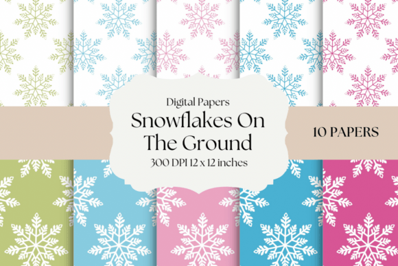 Snowflakes on the Ground Digital Papers: A Retro Winter Revival