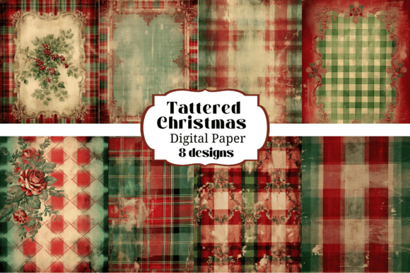 Unlock Vintage Charm with 8 Tattered Christmas Junk Journal Pages