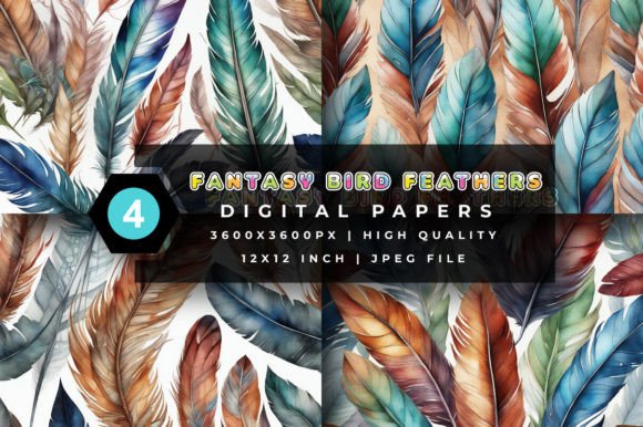 Unlocking Vibrant Design with Fantasy Bird Feathers Digital Paper
