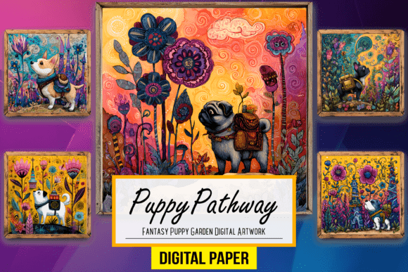 Whimsy in Pixels: The Fantasy Puppy Garden Artistic Style